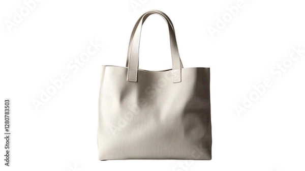 Fototapeta Elegant Everyday Carry: A minimalist, high-angle studio shot captures a stylish leather tote bag, showcasing its sleek design and sophisticated appeal.
