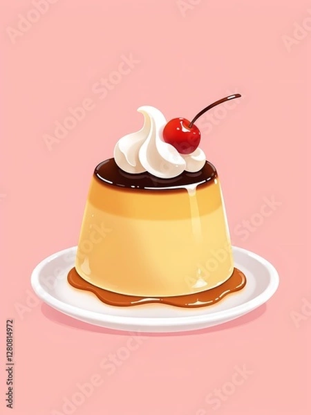 Obraz Pudding on pink background