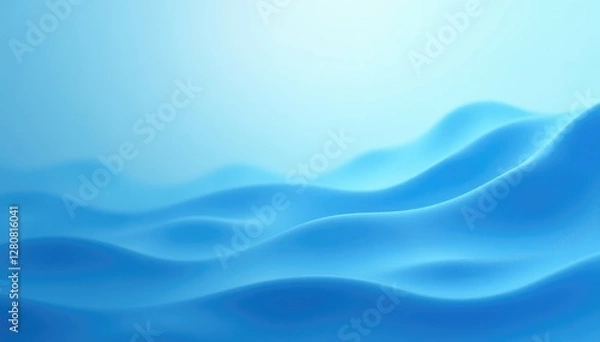 Obraz Soft blue abstract background with gentle ripples, waves, minimalist, gradient
