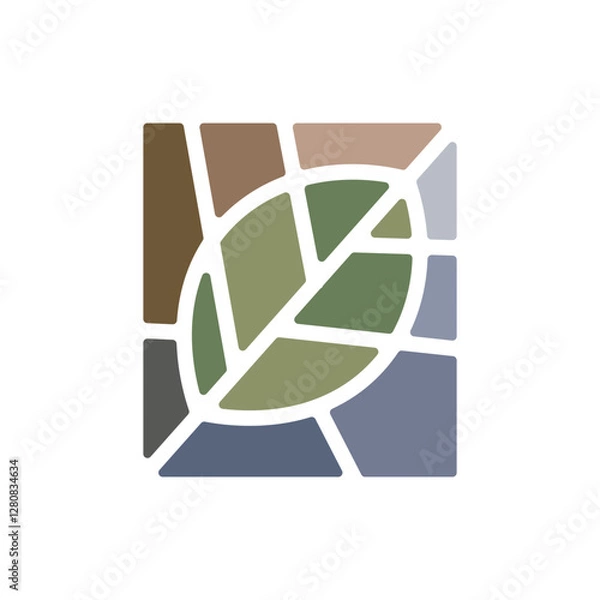 Obraz Lanscaping and interlock illustration. Leaf and bricks.