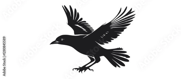 Obraz Flying American bird silouet in Monochrome Vector Art