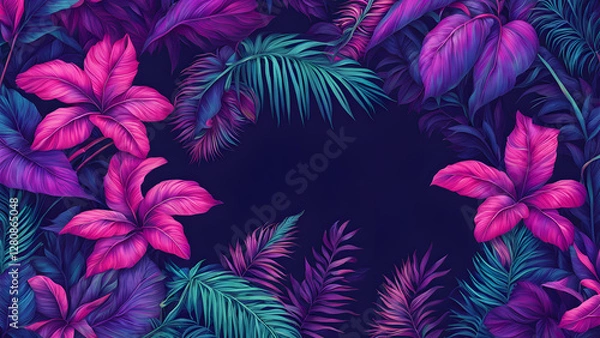 Fototapeta A colorful background with a purple flower in the center