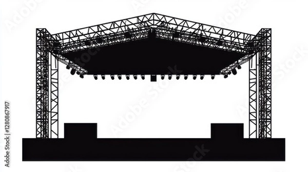 Obraz Black Silhouette of A Concert Stage Structure Platform For Performance
