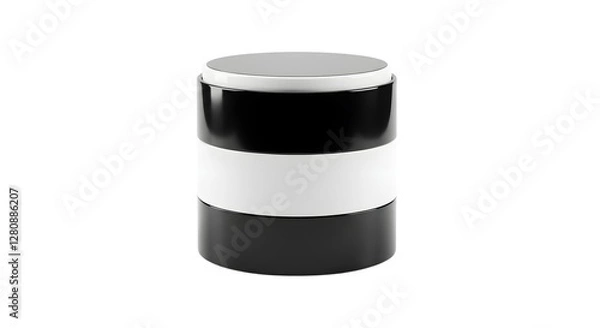 Fototapeta Elegant Black and White Cosmetic Container on Neutral Background for Mockup