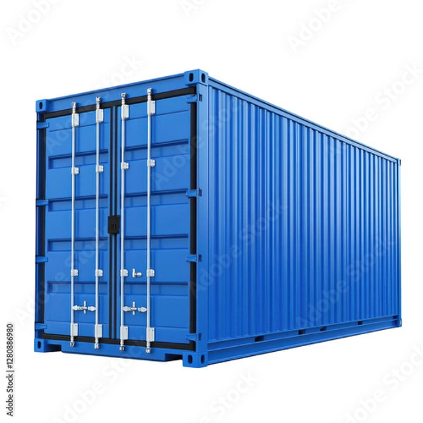 Fototapeta Blue Cargo Container Mockup on transparent background.