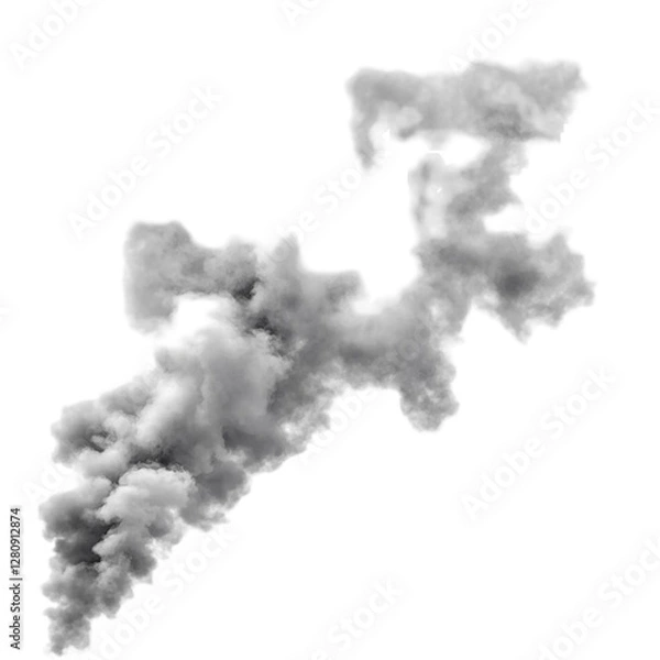 Obraz Dramatic Smoke Plume Isolated on Black Background, Design Element
