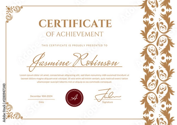 Obraz Elegant classy certificate with elegant text and decorative floral, editable text