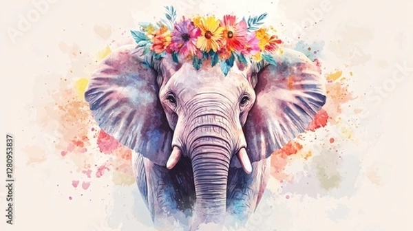 Obraz Majestic Watercolor Elephant Adornment