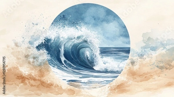 Obraz Ocean Wave Water Splash Coastal Seashore Painting