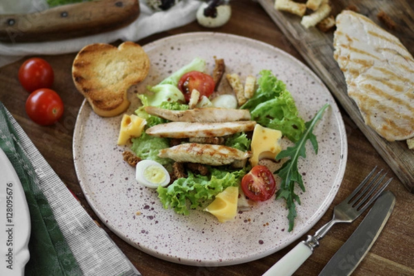 Fototapeta Healthy Chicken Caesar Salad