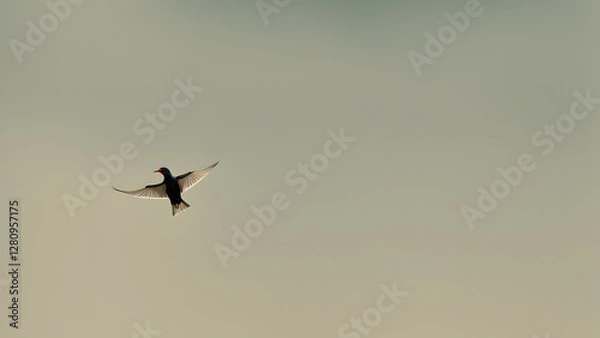 Fototapeta A bird is flying in the sky