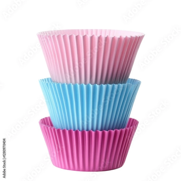 Fototapeta Colorful Cupcake Baking Cups on transparent background.