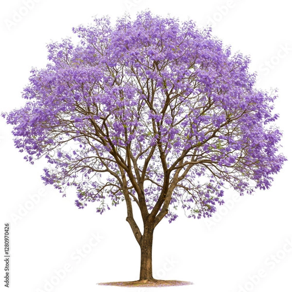 Fototapeta lilac tree isolated on white. High quality backgroundless cutout of a Jacaranda tree
