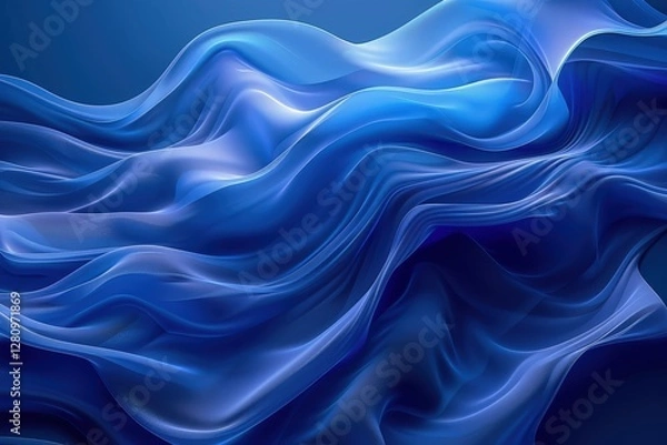 Fototapeta Fluid Motion of Deep Blue Waves in a Serene Abstract Design with Soft Flowing Textures and Sophisticated Gradients