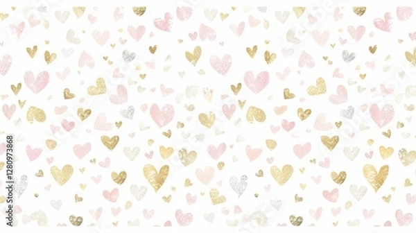 Fototapeta Enchanting Little Pink Paper Hearts Confetti Overlay for a Dreamy Vibe
