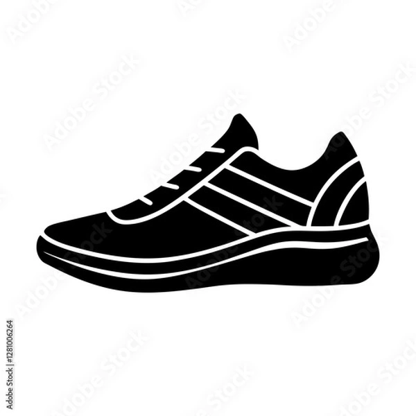 Fototapeta Abstract running shoe graphic simple flat silhouette on white background