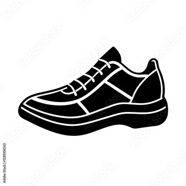 Obraz Dynamic athletic shoe outline simple flat silhouette on white background