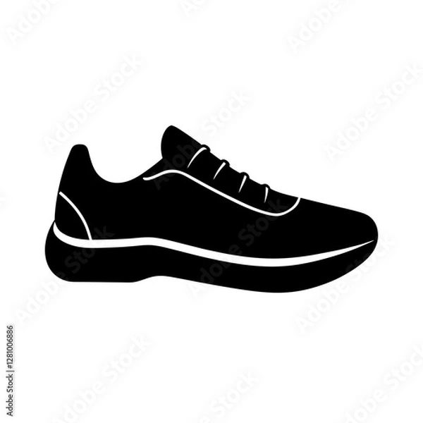 Fototapeta Minimalist running shoe design simple flat silhouette on white background