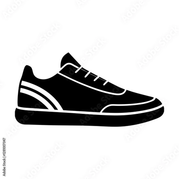 Obraz Modern athletic sneaker icon simple flat silhouette on white background