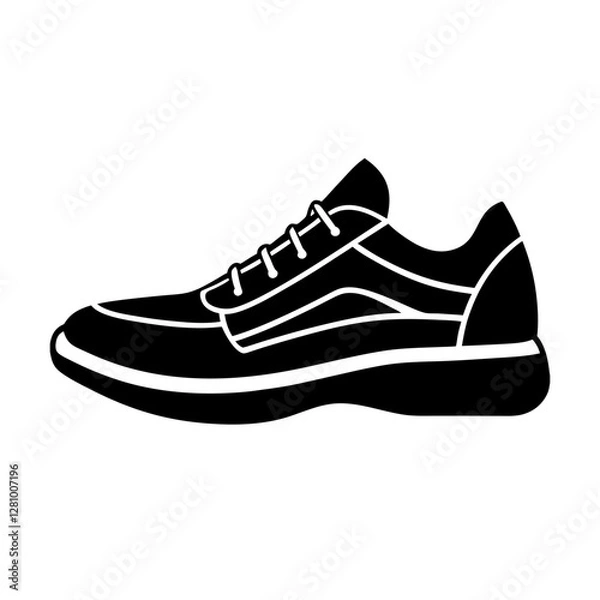 Fototapeta Modern running shoe profile design simple flat silhouette on white background