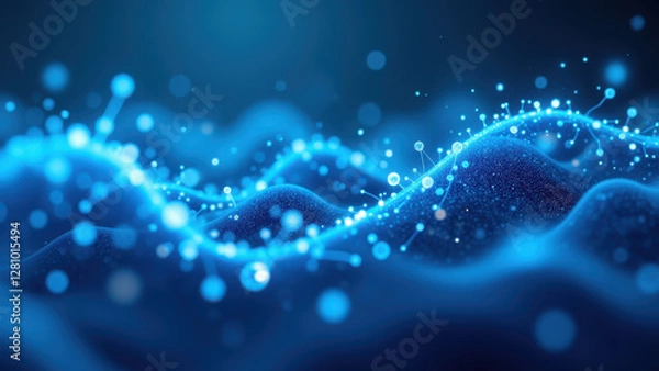 Fototapeta A futuristic scientific graphic representing Semaglutide with a dynamic blue molecular structure and particle effects.