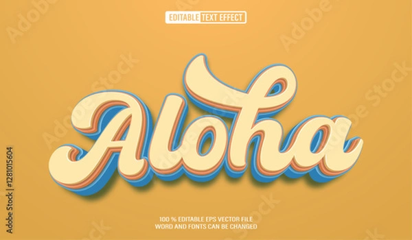 Obraz Editable 3d text style effect - Aloha Vintage text effect Template