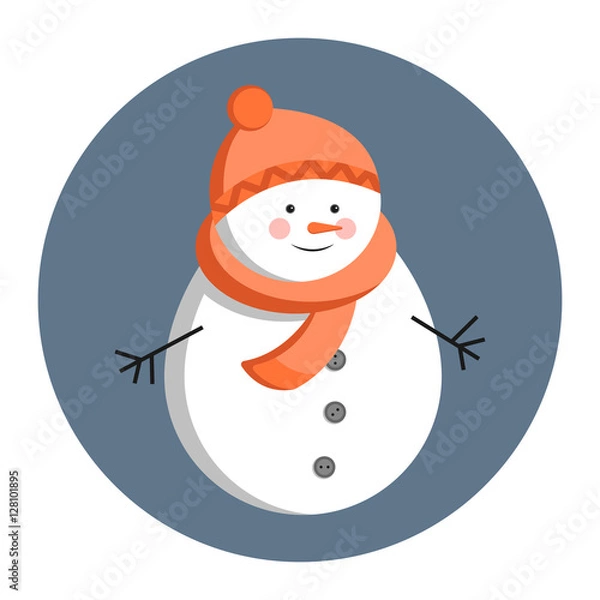 Fototapeta isolated snowman in a hat with pompom