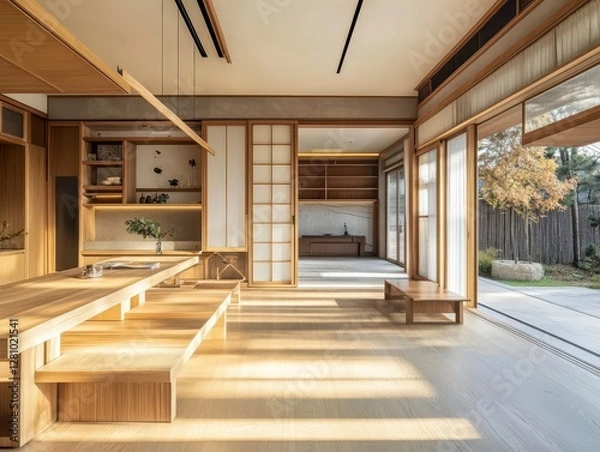Fototapeta A minimalist interior showcasing Japanese inspired design
