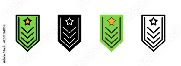 Obraz Set of Military badge Line, Line Filled, Glyph, Flat Icons