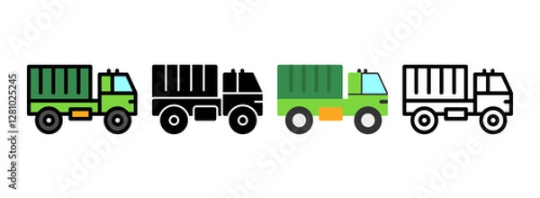 Obraz Set of Military truck Line, Line Filled, Glyph, Flat Icons