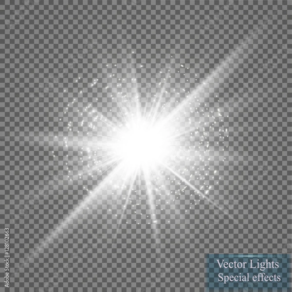 Obraz Glow light effect. Star burst with sparkles. Vector illustration