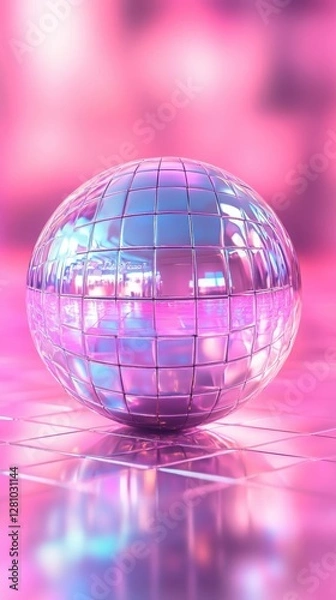 Obraz Pink Disco Ball on Reflective Surface