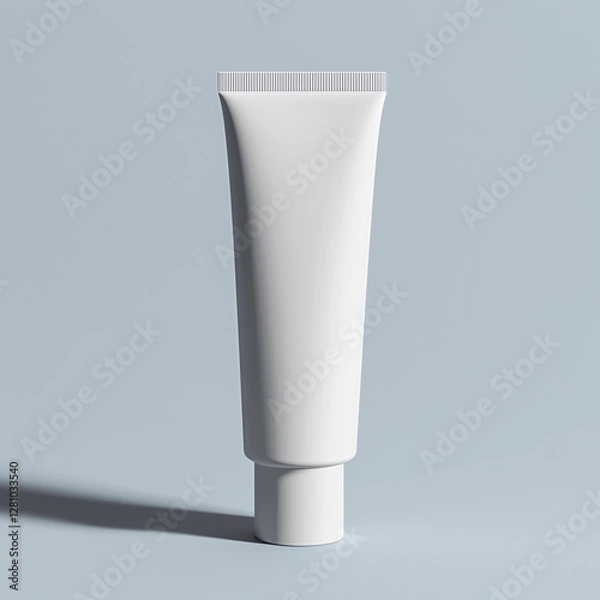 Obraz A simple, unbranded skincare tube with a matte texture, standing upright on a seamless background. Clean, modern, and high-quality commercial presentation
