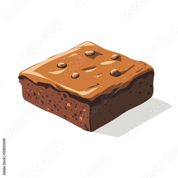 Fototapeta Flat vector brownie, minimalist design, isolated on a white background.

