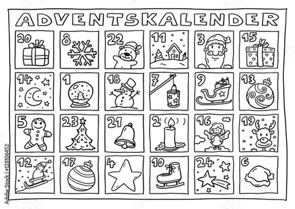 Obraz Ausmalbild Adventskalender