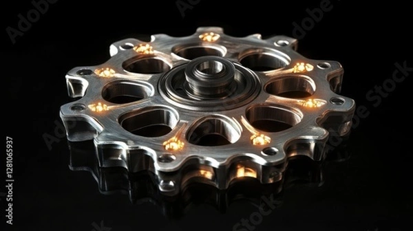 Obraz Illuminated Metal Gear Precision Engineering Component