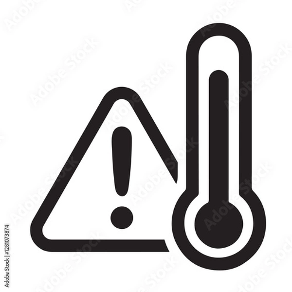 Fototapeta High temperature warning icon. Vector icon isolated on white background