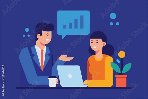 Fototapeta "Business Consultant Advising Client on Investment Strategies - Vector Illustration"

