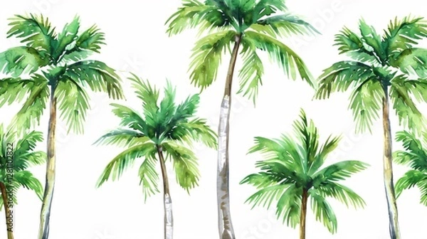 Obraz Seamless Watercolor Palm Tree Pattern for Surface Design