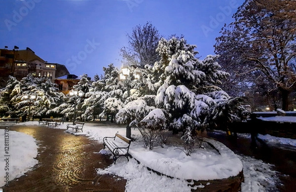 Obraz Winter landscape from the centre of the capital Sofia, Bulgaria.