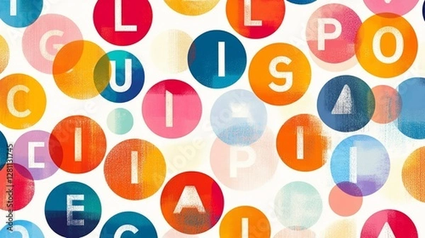 Fototapeta Colorful alphabet letters in circles.