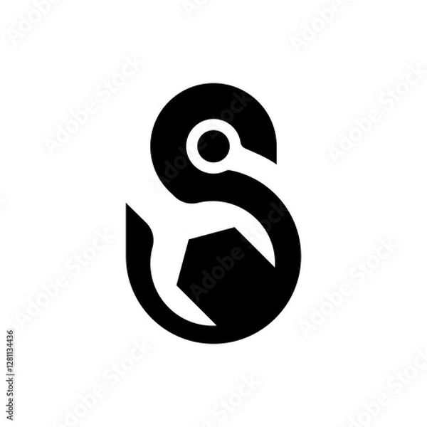 Fototapeta Initial Letter  S combined with  Wrench Modern logo design