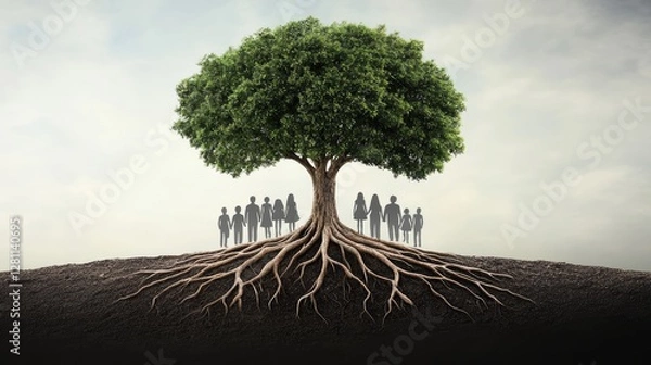 Obraz Tree With Roots Representing Family Connection and Togetherness