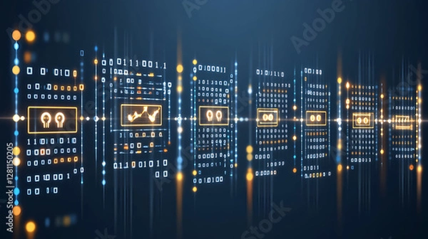 Obraz Data analytics insights virtual environment digital graphics high-tech setting futuristic viewpoint