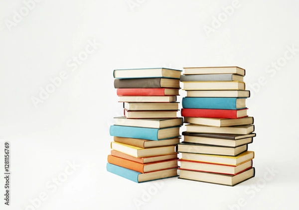 Fototapeta Stack of Books Representing Learning and Research,Book Stack Symbolizing Wisdom and Study