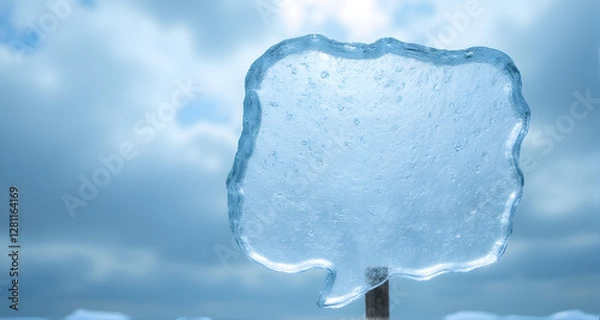 Obraz Ice Speech Bubble Against Cloudy Sky