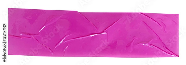 Obraz Crumpled torn pieces of pink packing tape, adhesive sealing tape, sticky torn plastic on transparent background