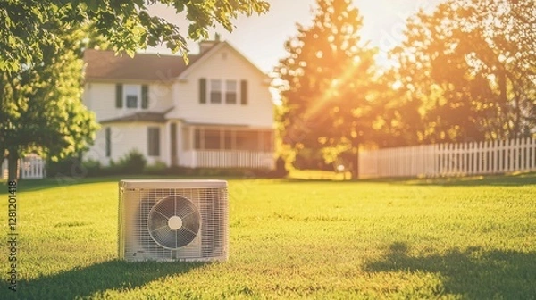 Fototapeta An efficient generator for backup power has been installed in the home's backyard to address outages