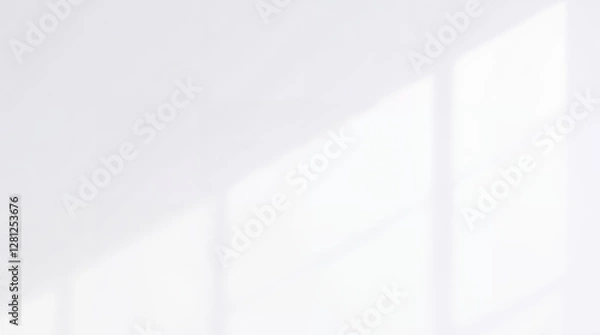Fototapeta Simple white background with bright spots from a window light. Plain backdrop for design