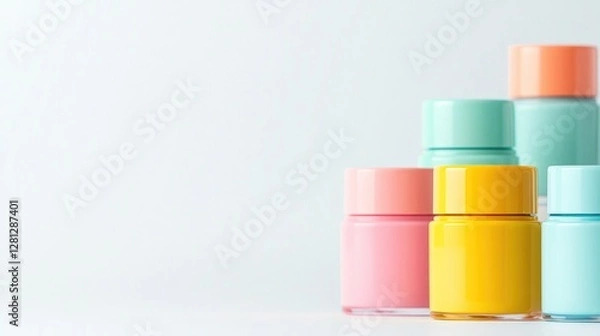 Obraz close-up of assorted nail polishes with vibrant colors on white background
